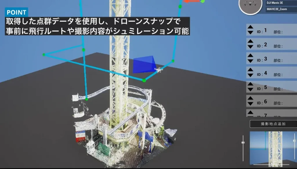 ドローン自動点検花やしき３次元点群データ